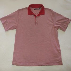 Greg Norman Men's Polo Shirt Size XL Short Sleeve Red & White Stripe 100…